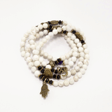 White/Antique Gold Charm Wrap Bracelet