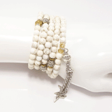 White Turquoise Silver Tassel Beaded Necklace