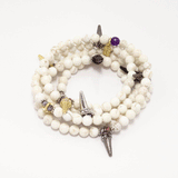 White/Silver,Gold & Hematite Spike Wrap Bracelet