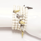 White/Silver,Gold & Hematite Spike Wrap Bracelet