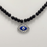 Black Matte Evil Eye Beaded Necklace