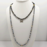 Hawk's Eye Beaded Skull Necklace