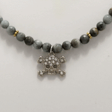 Hawk's Eye Beaded Skull Necklace