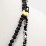 Black Lava Beaded Hamsa Necklace