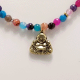 Rainbow Buddha Agate Beaded Necklace