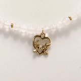 Kissing Bird Smooth Light Pink Agate Necklace