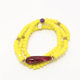 Bright Yellow Beaded Rondelle Wrap Bracelet