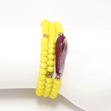 Bright Yellow Beaded Rondelle Wrap Bracelet