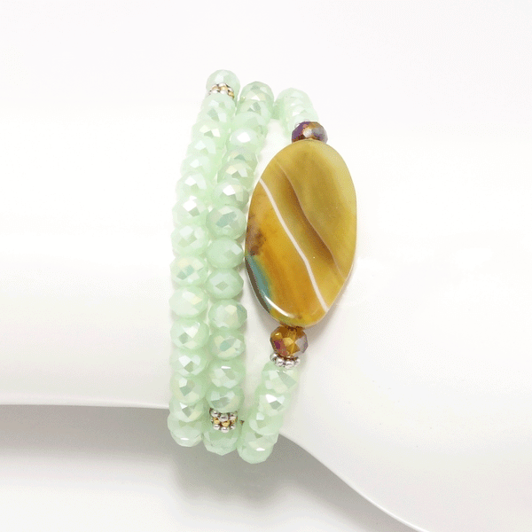 Frosted Seafoam Green Beaded Rondelle Wrap Bracelet