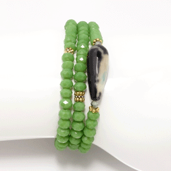 Army Green Beaded Rondelle Wrap Bracelet