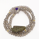 Smoky Topaz Beaded Rondelle Wrap Bracelet