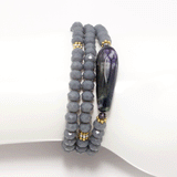 Country Grey Beaded Rondelle Wrap Bracelet