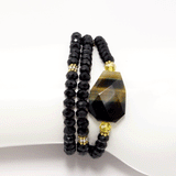 Jet Black Beaded Rondelle Wrap Bracelet