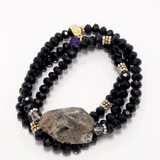 Jet Black Beaded Rondelle Wrap Bracelet