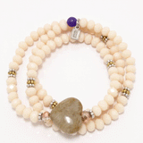Bisque Heart Beaded Rondelle Wrap Bracelet