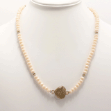 Bisque Heart Beaded Rondelle Wrap Bracelet
