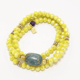 Shiny Yellow Beaded Rondelle Wrap Bracelet