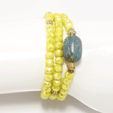 Shiny Yellow Beaded Rondelle Wrap Bracelet