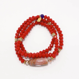 Blood Red Beaded Rondelle Wrap Bracelet