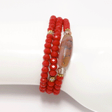 Blood Red Beaded Rondelle Wrap Bracelet