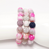 Hot Pink and White Bracelet Set