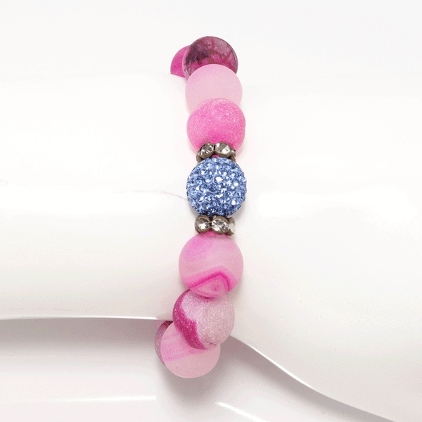 Bubble Gum Pink Druzy/Light Blue Bracelet