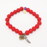 Elephant/Horn Red Charm Beaded Bracelet