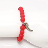 Elephant/Horn Red Charm Beaded Bracelet