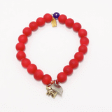 Elephant/Heart Red Beaded Charm Bracelet