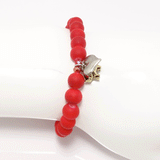 Elephant/Heart Red Beaded Charm Bracelet