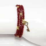 Magenta Key to my Heart Wrap Bracelet