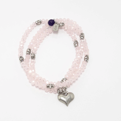 Frosted Light Pink Heart Wrap Bracelet