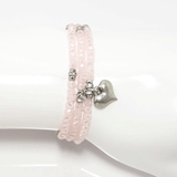 Frosted Light Pink Heart Wrap Bracelet