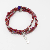 Frosted Magenta Key to my Heart Wrap Bracelet