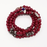 Maroon Jade Beaded Wrap Bracelet