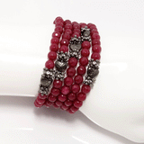 Maroon Jade Beaded Wrap Bracelet