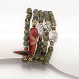 Green Labradoriate Beaded Wrap Bracelet