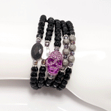 Pink Rhinestone Beaded Wrap Bracelet