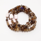 Brown/Pink Beaded Wrap Bracelet