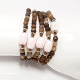 Brown/Pink Beaded Wrap Bracelet