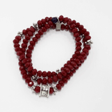 Maroon LOVE  Beaded Rondelle Wrap Bracelet