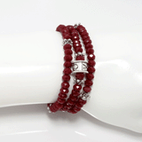 Maroon LOVE  Beaded Rondelle Wrap Bracelet