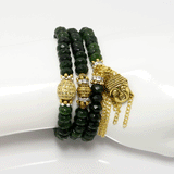 Green Jade Beaded Rondelle Wrap Bracelet