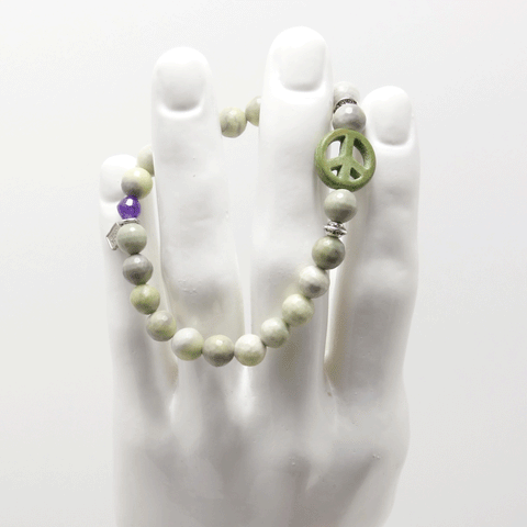 Green Men's Peace Sign Bracelet