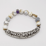 White and Cream Beaded Bracelet Set