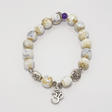 White and Cream Beaded Bracelet Set