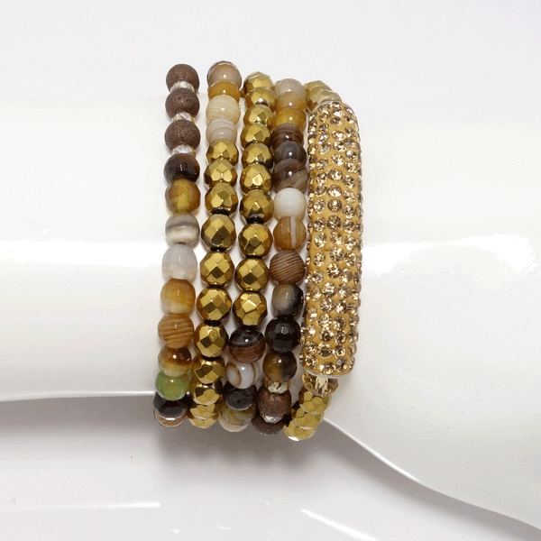 Multi Colored Brown Rhinestone Wrap Bracelet