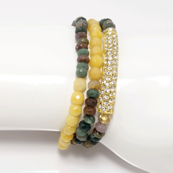 Yellow Rhinestone Wrap Bracelet