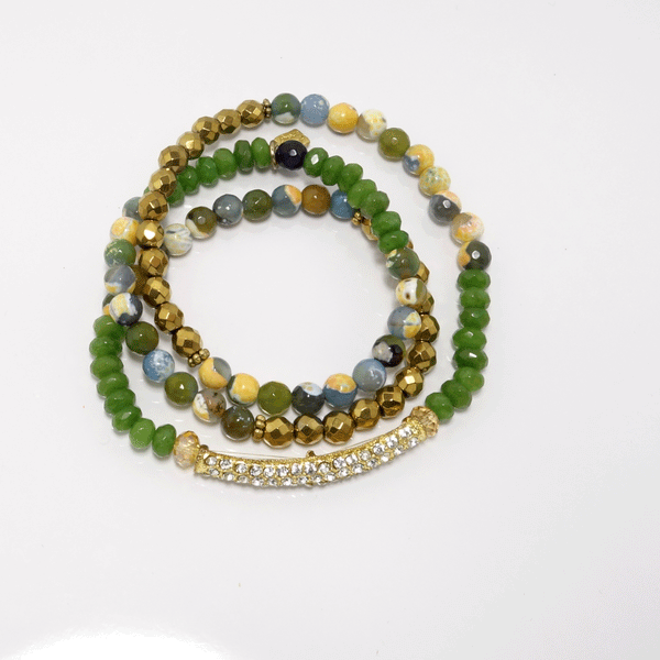 Green Rainbow Rhinestone Wrap Bracelet