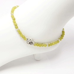 Mustard Yellow Jade Hamsa Ankle Bracelet